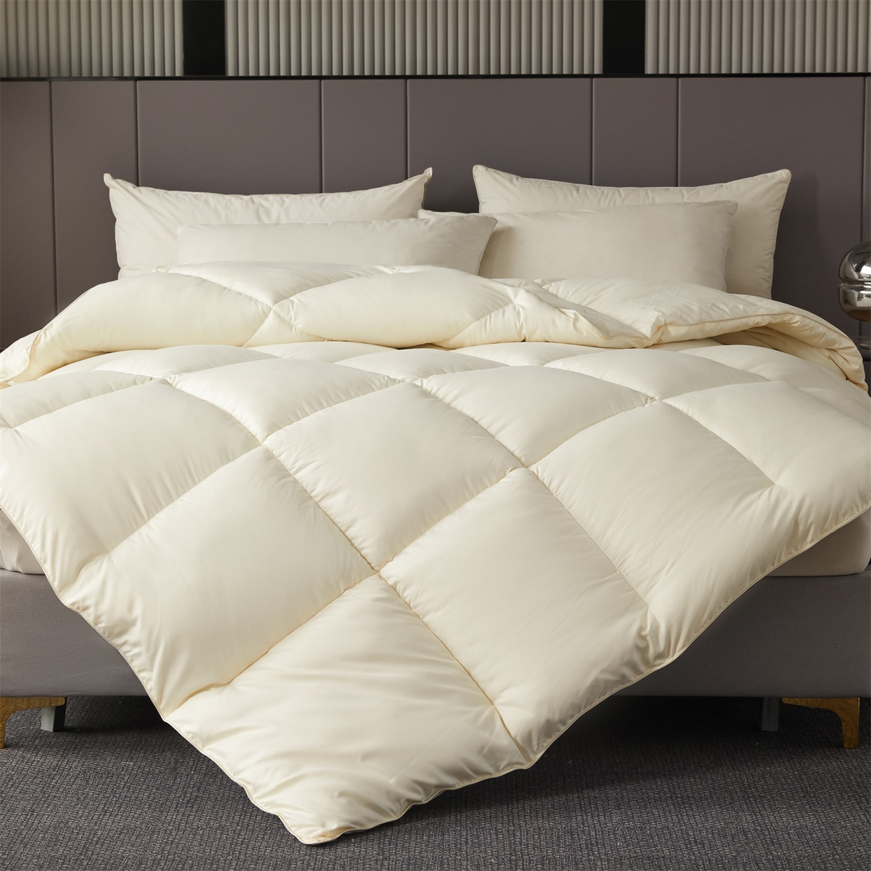 91家纺网 家纺一手货源 找家纺 2025新款羽丝被冬被子被芯大豆被春秋子母被夏被学生单人直播热款 米黄