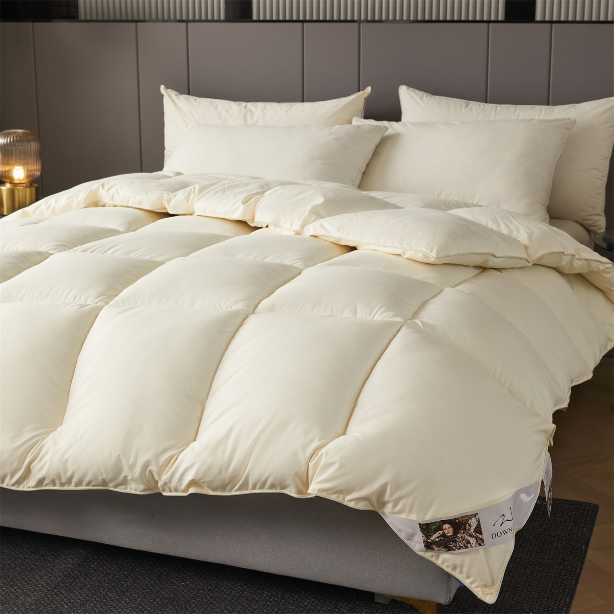 91家纺网 家纺一手货源 找家纺 2025新款羽丝被冬被子被芯大豆被春秋子母被夏被学生单人直播热款 米黄