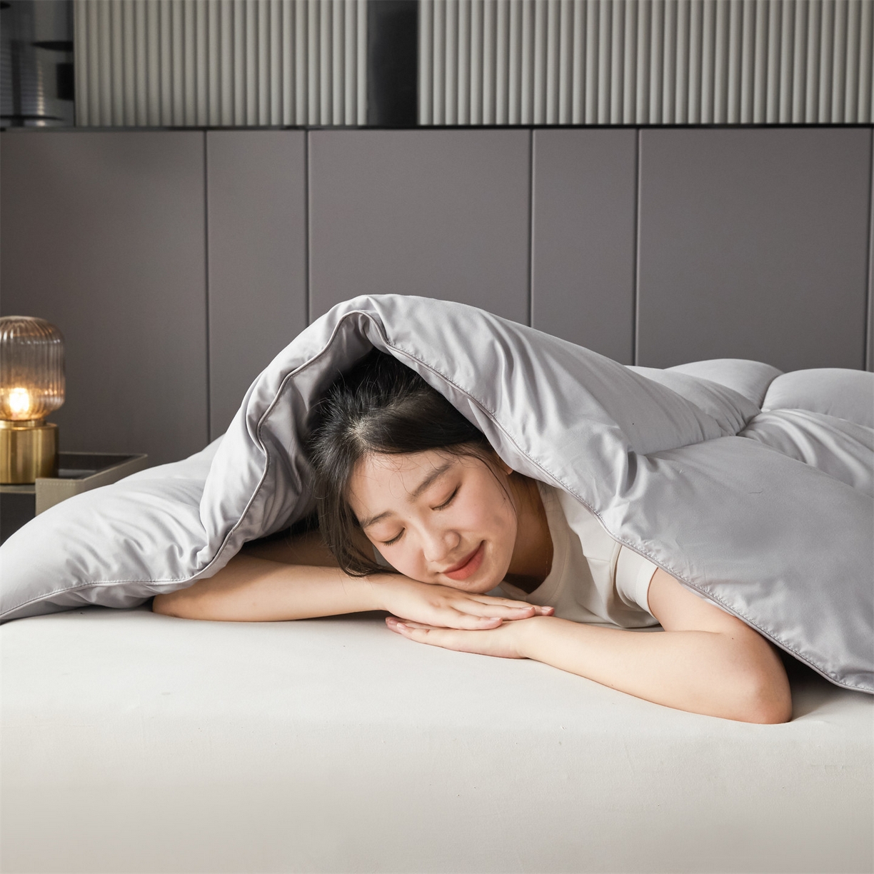 91家纺网 家纺一手货源 找家纺 2025新款羽丝被冬被子被芯大豆被春秋子母被夏被学生单人直播热款 星辰灰