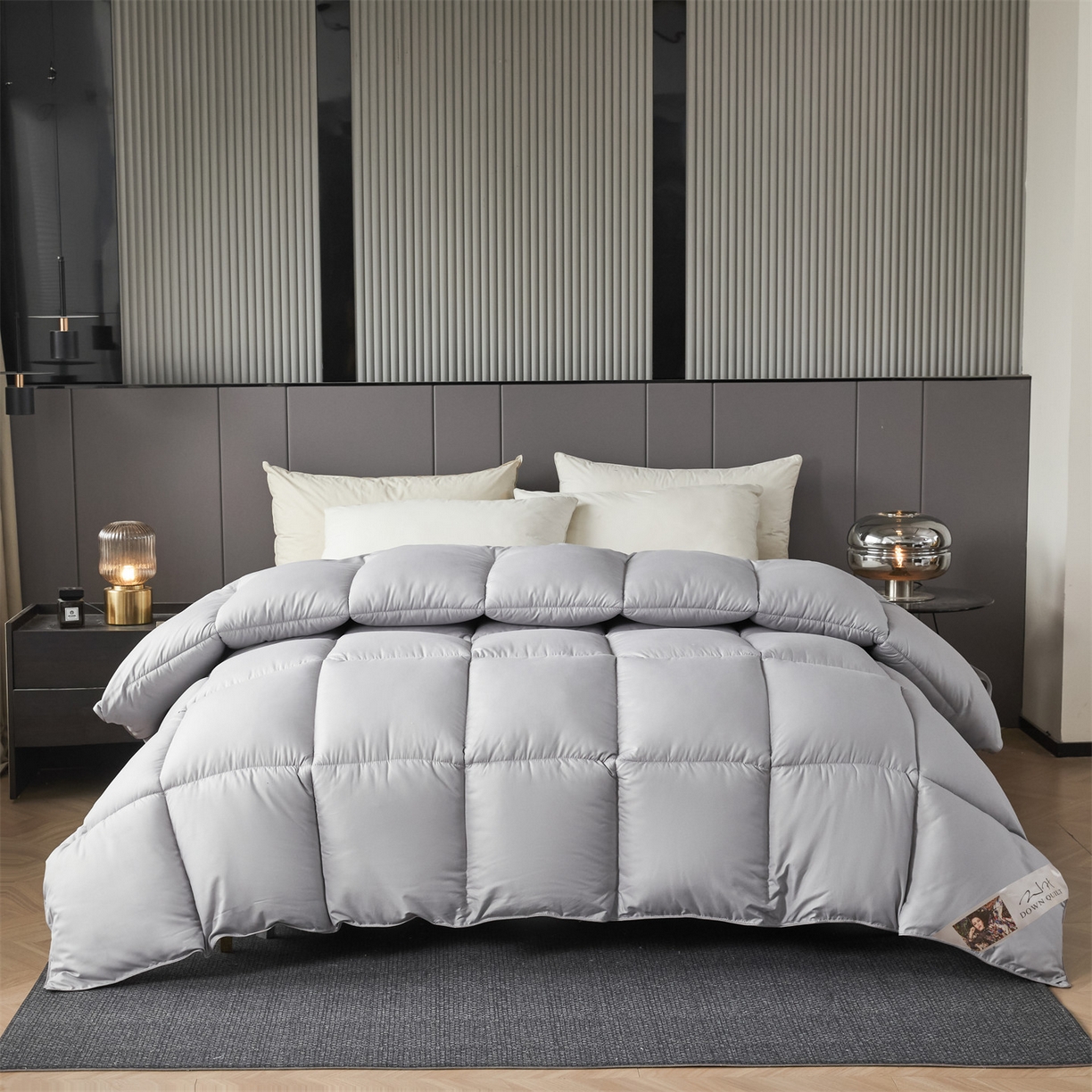 91家纺网 家纺一手货源 找家纺 2025新款羽丝被冬被子被芯大豆被春秋子母被夏被学生单人直播热款 星辰灰