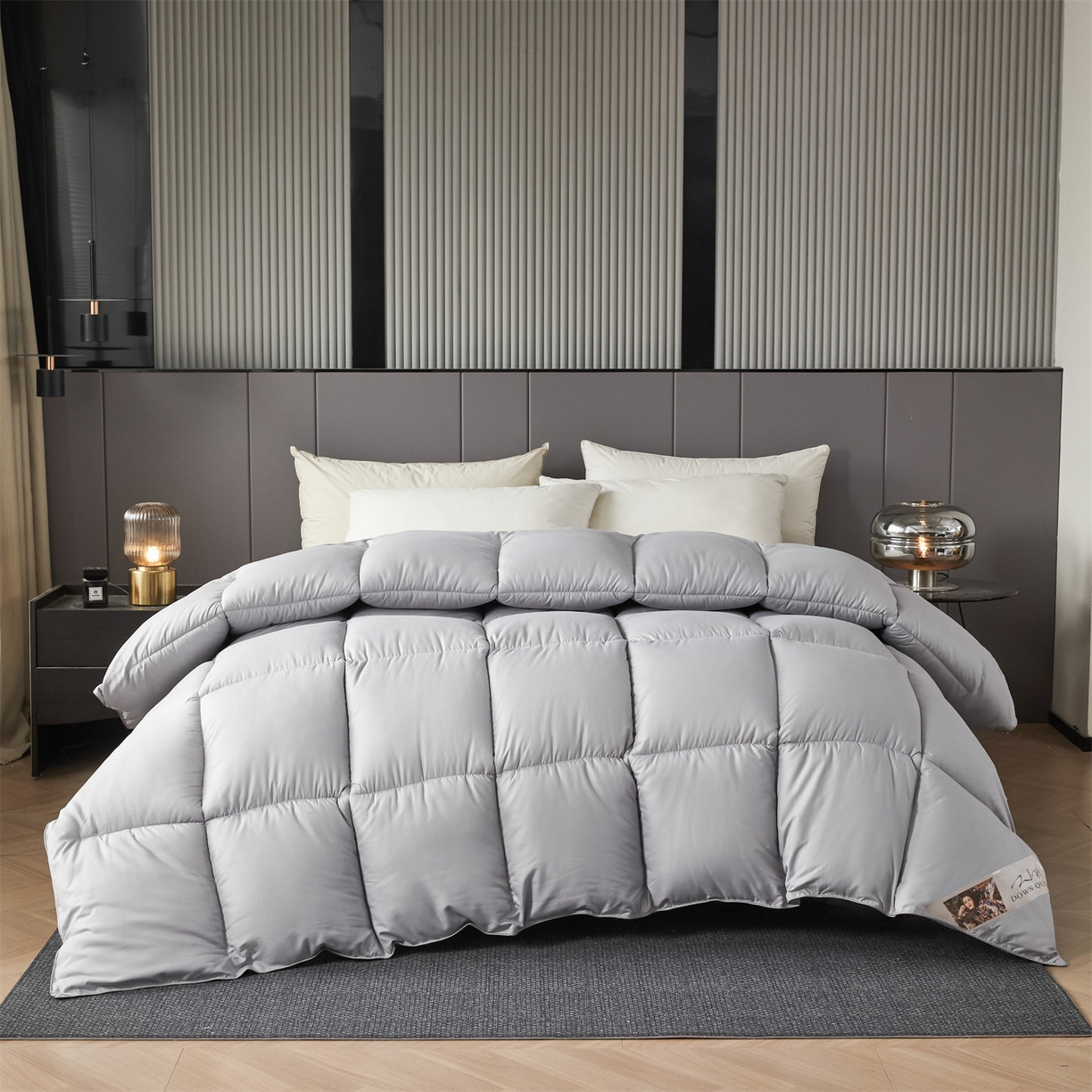 91家纺网 家纺一手货源 找家纺 2025新款羽丝被冬被子被芯大豆被春秋子母被夏被学生单人直播热款 星辰灰