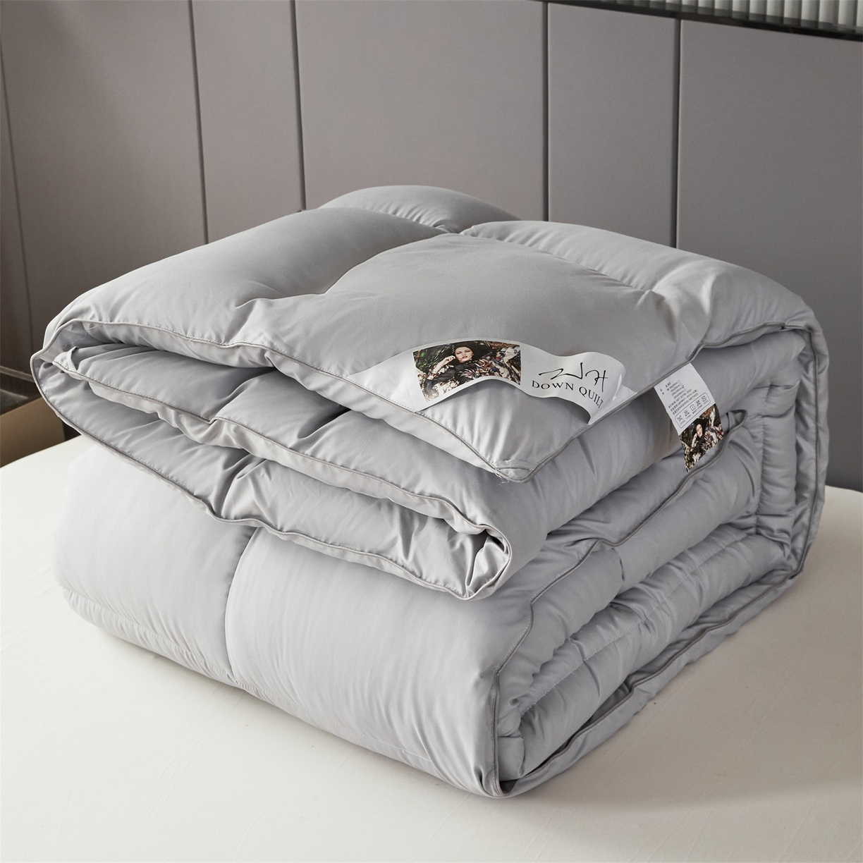 91家纺网 家纺一手货源 找家纺 2025新款羽丝被冬被子被芯大豆被春秋子母被夏被学生单人直播热款 星辰灰