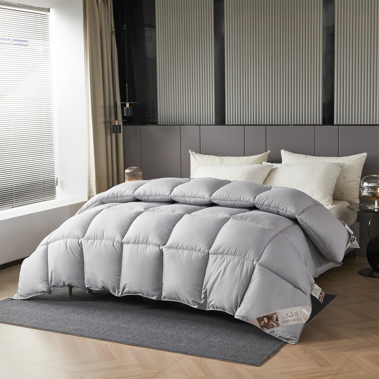 91家纺网 家纺一手货源 找家纺 2025新款羽丝被冬被子被芯大豆被春秋子母被夏被学生单人直播热款 星辰灰