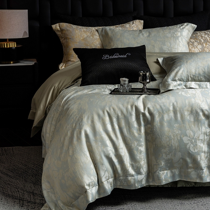 91家纺网 家纺一手货源 找家纺 立奥被业 2025新款天丝棉色织大提花四件套 风吹花季-绿