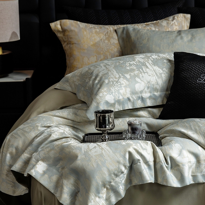 91家纺网 家纺一手货源 找家纺 立奥被业 2025新款天丝棉色织大提花四件套 风吹花季-绿