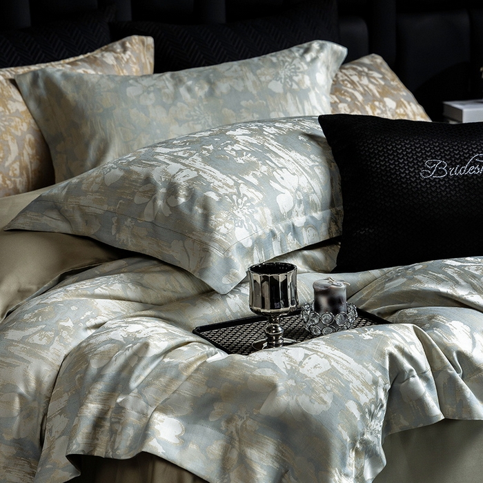 91家纺网 家纺一手货源 找家纺 立奥被业 2025新款天丝棉色织大提花四件套 风吹花季-绿