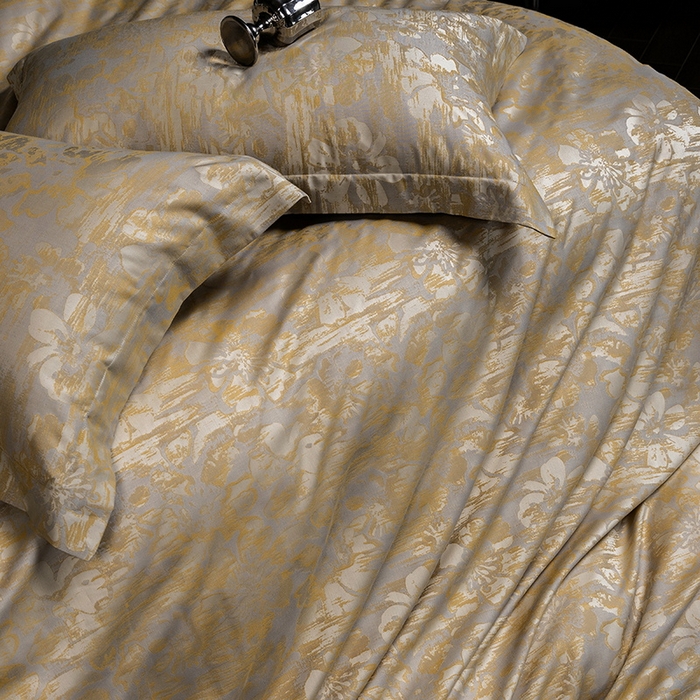 91家纺网 家纺一手货源 找家纺 立奥被业 2025新款天丝棉色织大提花四件套 风吹花季-金