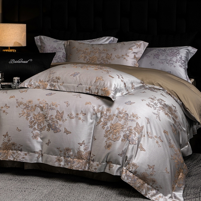 91家纺网 家纺一手货源 找家纺 立奥被业 2025新款天丝棉色织大提花四件套 哈雷娜金