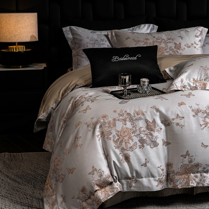 91家纺网 家纺一手货源 找家纺 立奥被业 2025新款天丝棉色织大提花四件套 哈雷娜金