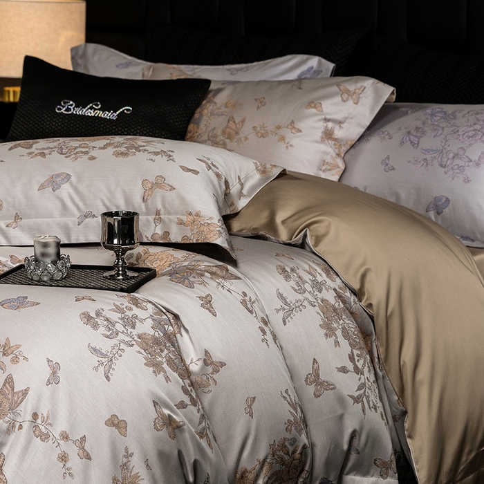 91家纺网 家纺一手货源 找家纺 立奥被业 2025新款天丝棉色织大提花四件套 哈雷娜金