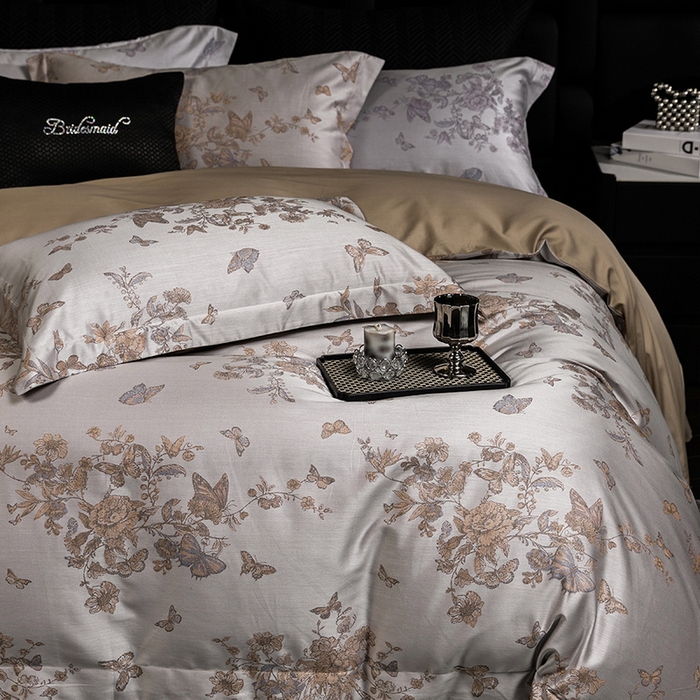 91家纺网 家纺一手货源 找家纺 立奥被业 2025新款天丝棉色织大提花四件套 哈雷娜金