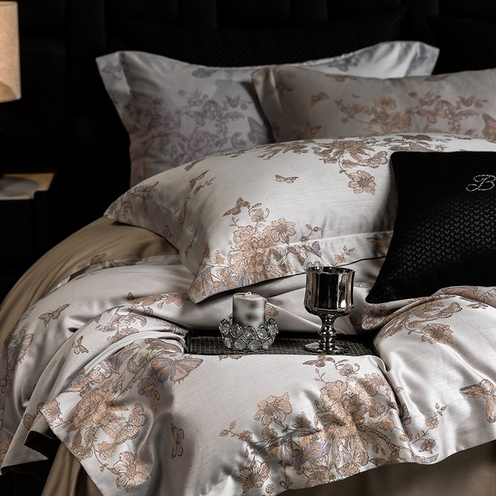 91家纺网 家纺一手货源 找家纺 立奥被业 2025新款天丝棉色织大提花四件套 哈雷娜金