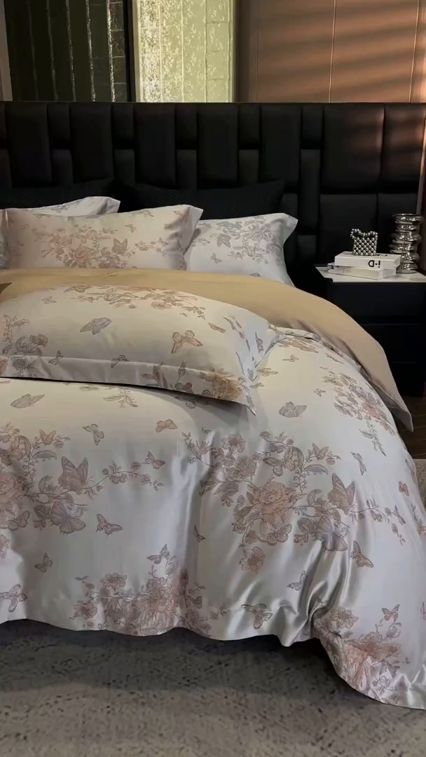 91家纺网 家纺一手货源 找家纺 立奥被业 2025新款天丝棉色织大提花四件套 哈雷娜金