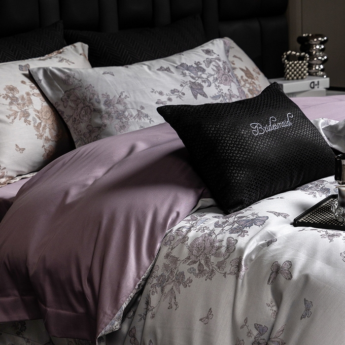 91家纺网 家纺一手货源 找家纺 立奥被业 2025新款天丝棉色织大提花四件套 哈雷娜紫