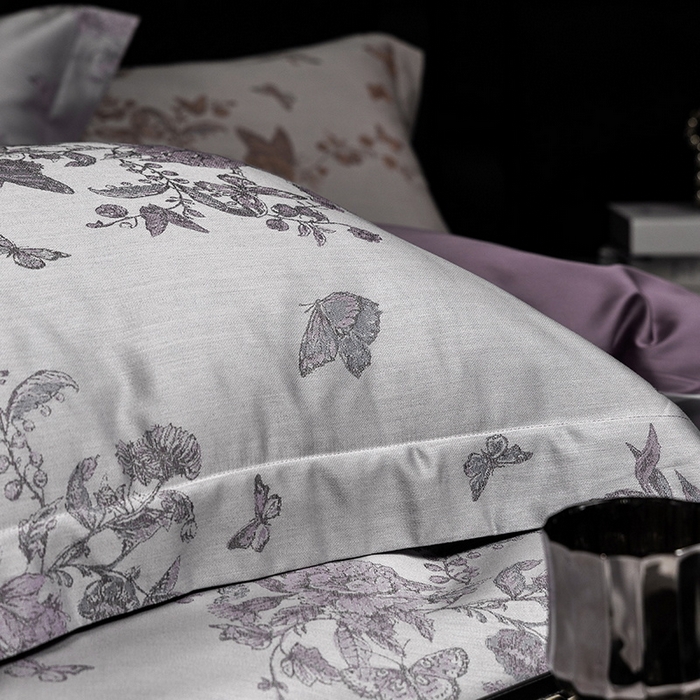 91家纺网 家纺一手货源 找家纺 立奥被业 2025新款天丝棉色织大提花四件套 哈雷娜紫