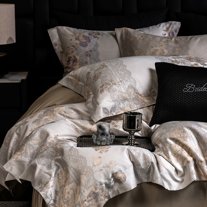 91家纺网 家纺一手货源 找家纺 立奥被业 2025新款天丝棉色织大提花四件套 哈纳亚金