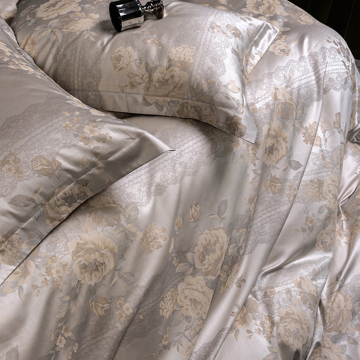 91家纺网 家纺一手货源 找家纺 立奥被业 2025新款天丝棉色织大提花四件套 哈纳亚金