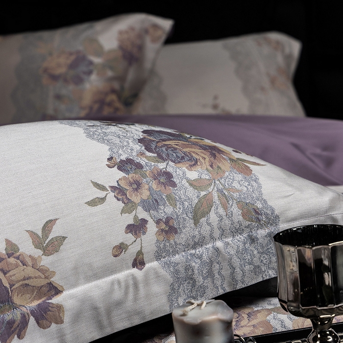 91家纺网 家纺一手货源 找家纺 立奥被业 2025新款天丝棉色织大提花四件套 哈纳亚紫