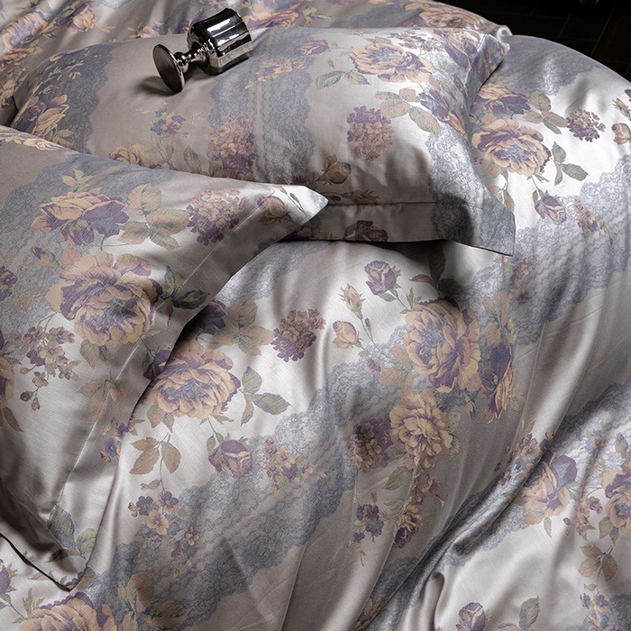 91家纺网 家纺一手货源 找家纺 立奥被业 2025新款天丝棉色织大提花四件套 哈纳亚紫