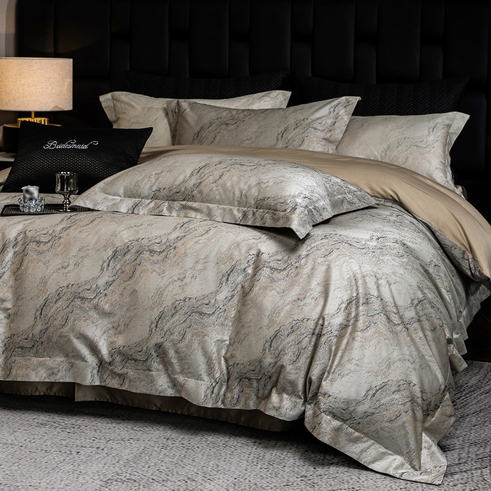 91家纺网 家纺一手货源 找家纺 立奥被业 2025新款天丝棉色织大提花四件套 魅丽之城-金