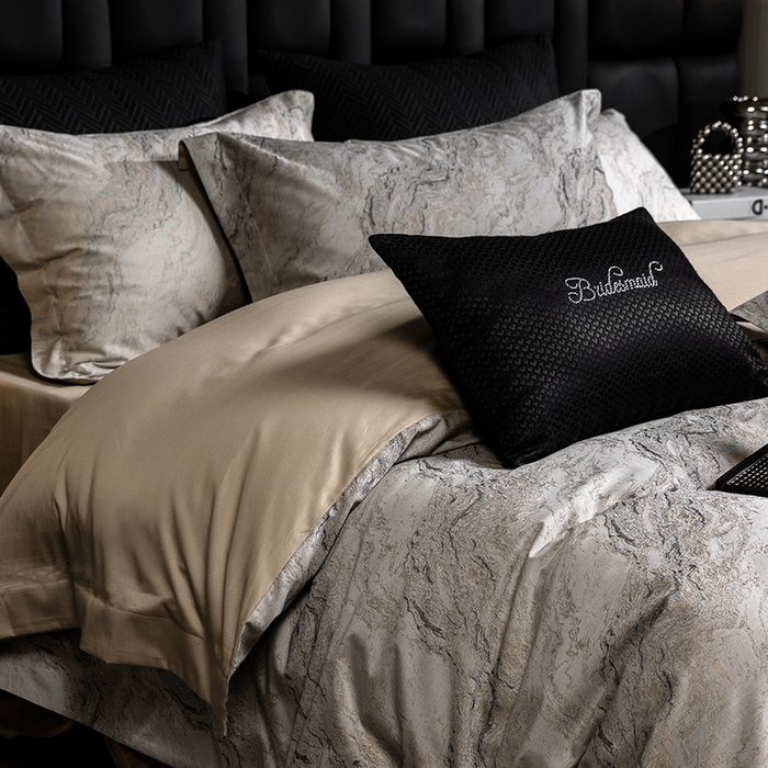 91家纺网 家纺一手货源 找家纺 立奥被业 2025新款天丝棉色织大提花四件套 魅丽之城-金