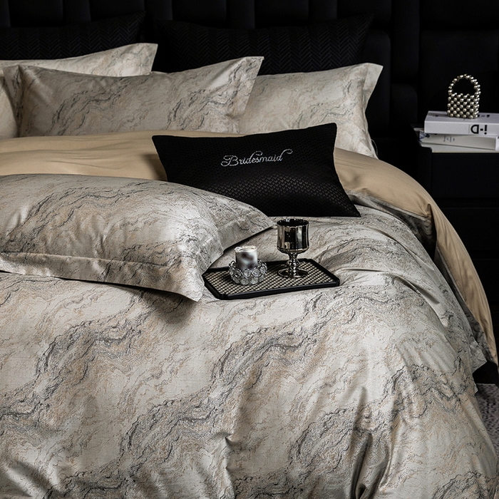 91家纺网 家纺一手货源 找家纺 立奥被业 2025新款天丝棉色织大提花四件套 魅丽之城-金