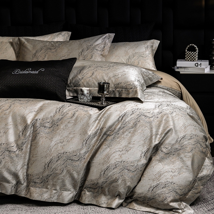 91家纺网 家纺一手货源 找家纺 立奥被业 2025新款天丝棉色织大提花四件套 魅丽之城-金