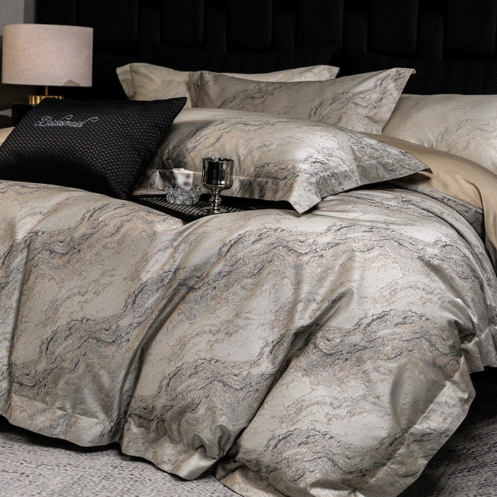 91家纺网 家纺一手货源 找家纺 立奥被业 2025新款天丝棉色织大提花四件套 魅丽之城-金