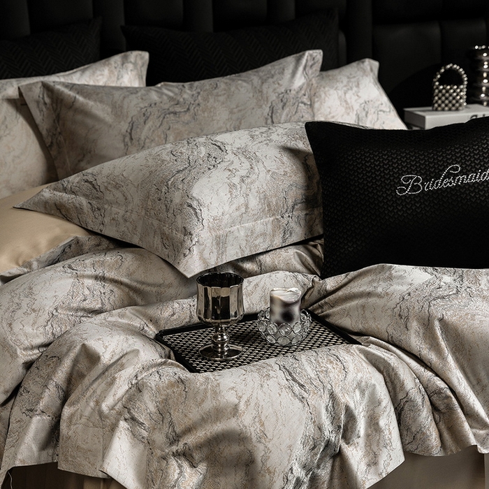 91家纺网 家纺一手货源 找家纺 立奥被业 2025新款天丝棉色织大提花四件套 魅丽之城-金