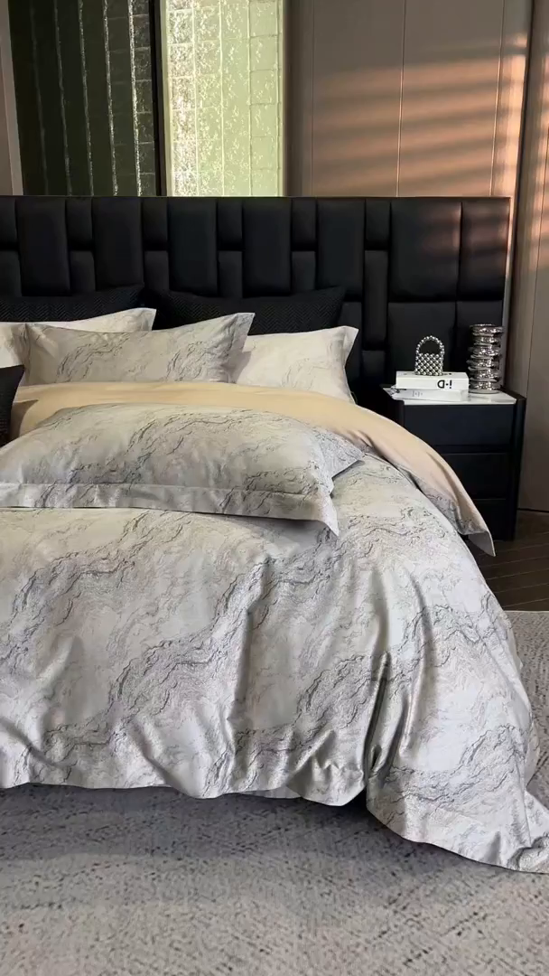 91家纺网 家纺一手货源 找家纺 立奥被业 2025新款天丝棉色织大提花四件套 魅丽之城-金