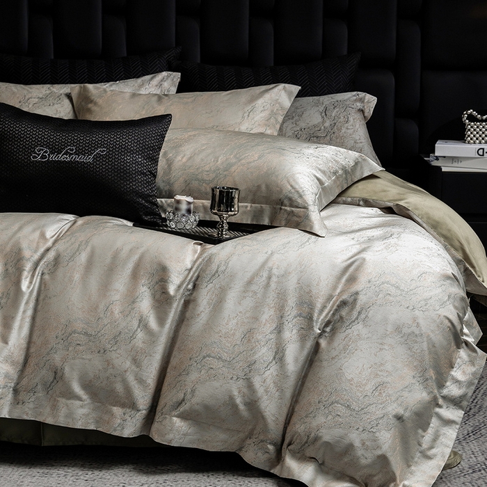 91家纺网 家纺一手货源 找家纺 立奥被业 2025新款天丝棉色织大提花四件套 魅丽之城-绿