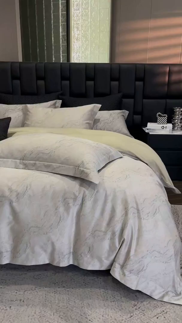 91家纺网 家纺一手货源 找家纺 立奥被业 2025新款天丝棉色织大提花四件套 魅丽之城-绿