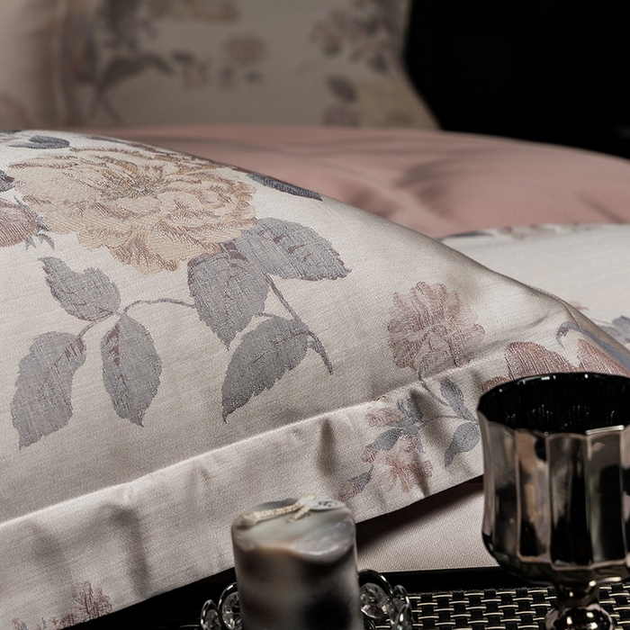 91家纺网 家纺一手货源 找家纺 立奥被业 2025新款天丝棉色织大提花四件套 沐然粉