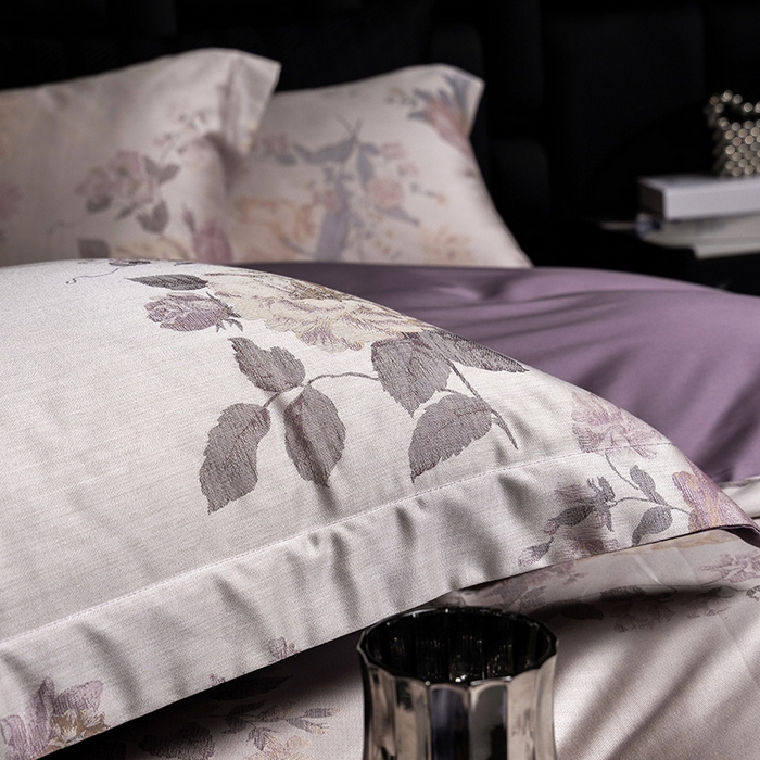 91家纺网 家纺一手货源 找家纺 立奥被业 2025新款天丝棉色织大提花四件套 沐然紫