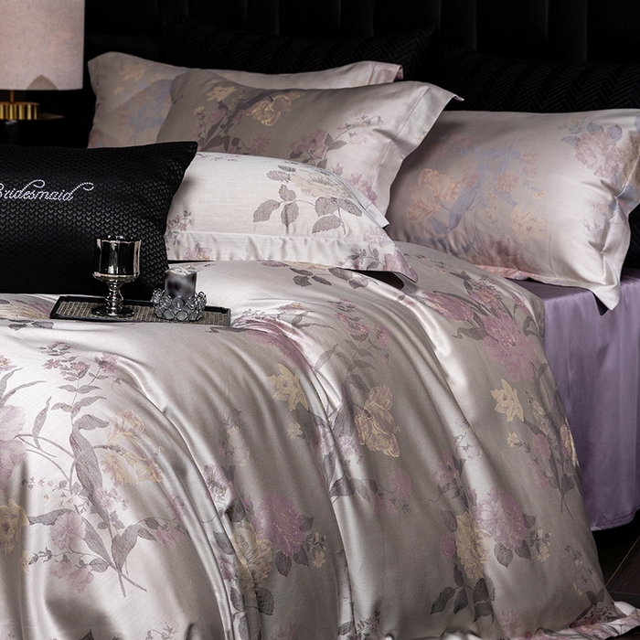 立奥被业 2025新款天丝棉色织大提花四件套 沐然紫