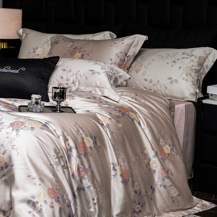 立奥被业 2025新款天丝棉色织大提花四件套 青瑶粉