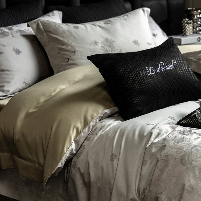 91家纺网 家纺一手货源 找家纺 立奥被业 2025新款天丝棉色织大提花四件套 诗意花颜-绿