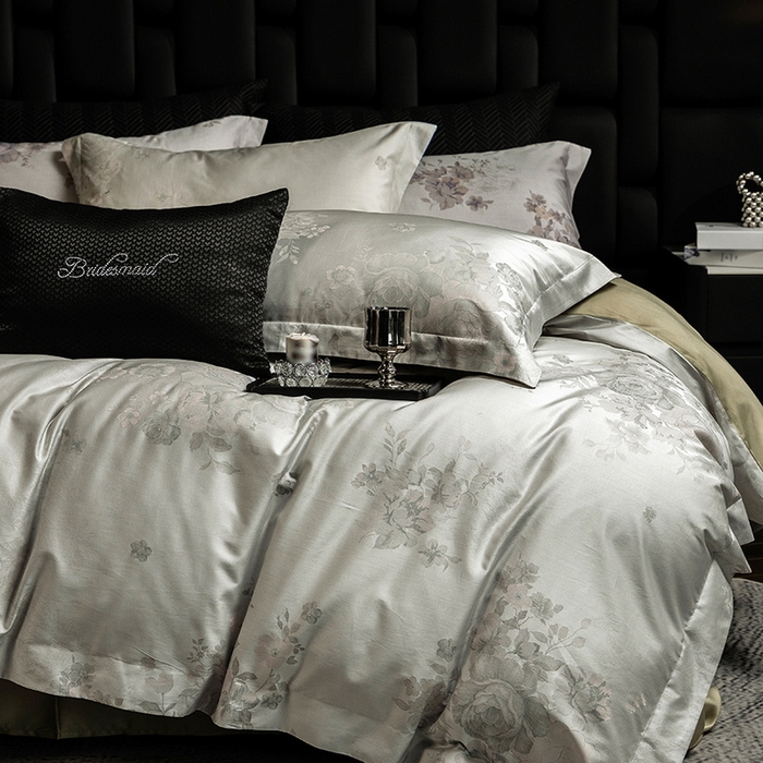 91家纺网 家纺一手货源 找家纺 立奥被业 2025新款天丝棉色织大提花四件套 诗意花颜-绿