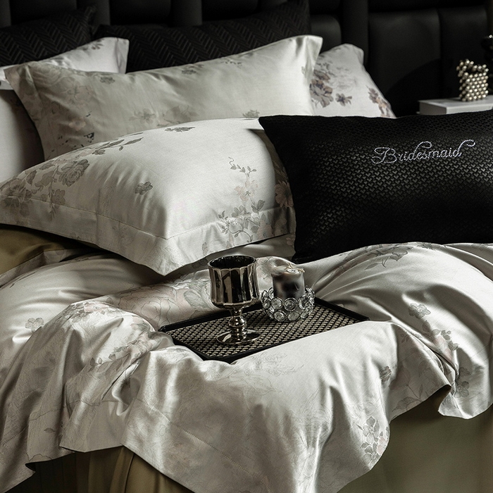 91家纺网 家纺一手货源 找家纺 立奥被业 2025新款天丝棉色织大提花四件套 诗意花颜-绿