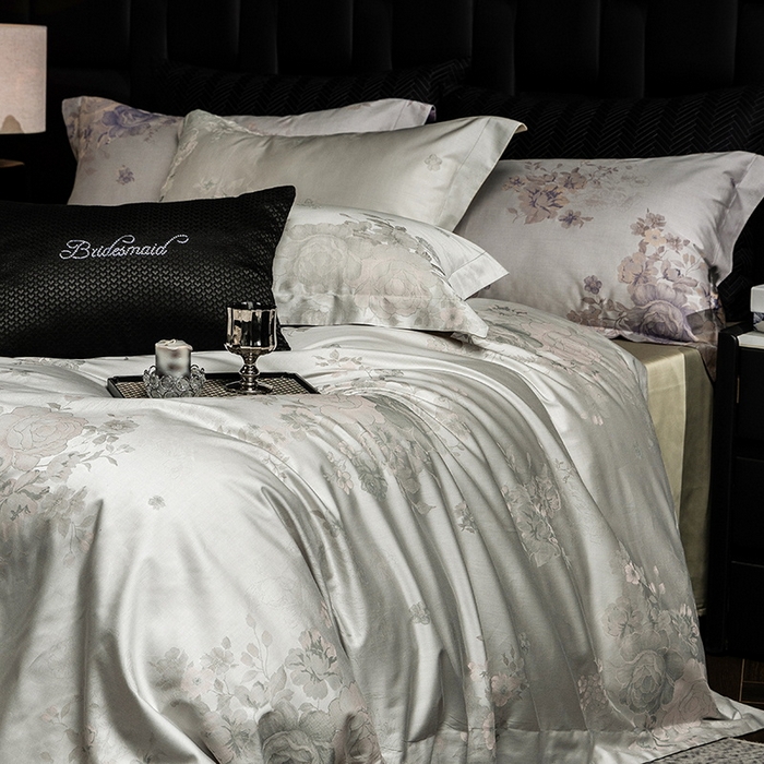 立奥被业 2025新款天丝棉色织大提花四件套 诗意花颜-绿