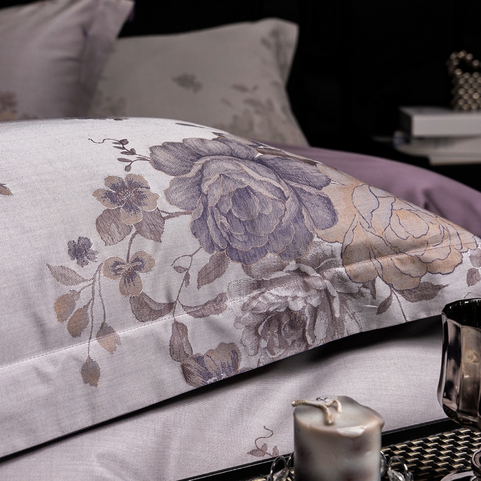 91家纺网 家纺一手货源 找家纺 立奥被业 2025新款天丝棉色织大提花四件套 诗意花颜-紫