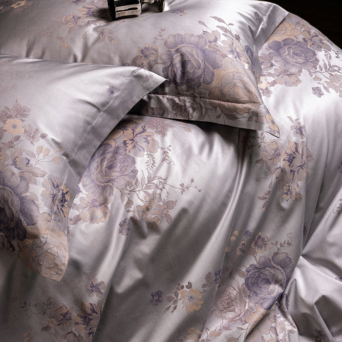 91家纺网 家纺一手货源 找家纺 立奥被业 2025新款天丝棉色织大提花四件套 诗意花颜-紫