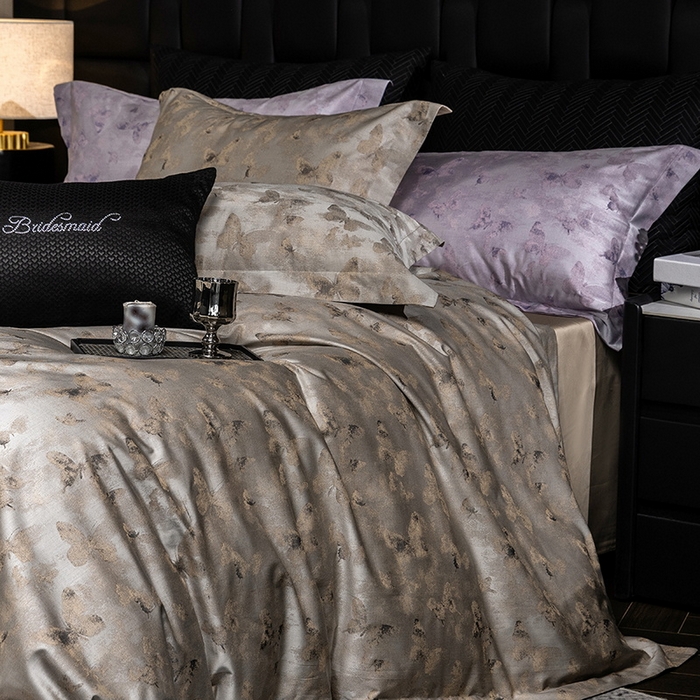 立奥被业 2025新款天丝棉色织大提花四件套 仙蝶幻境-金