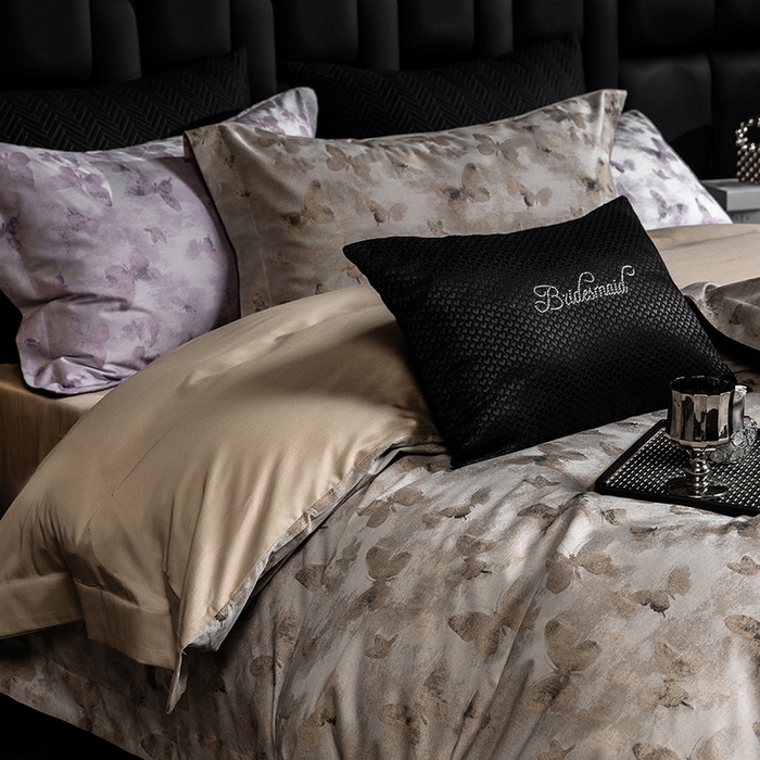 91家纺网 家纺一手货源 找家纺 立奥被业 2025新款天丝棉色织大提花四件套 仙蝶幻境-金