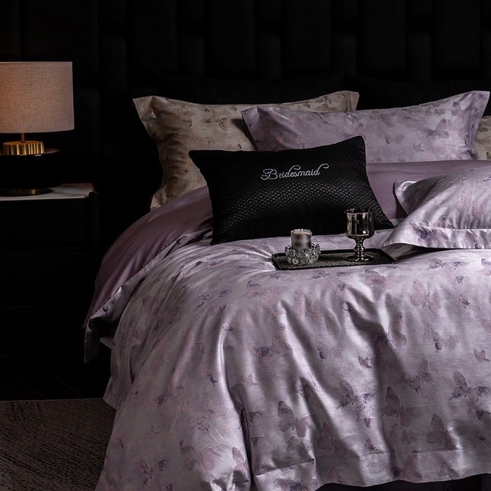 91家纺网 家纺一手货源 找家纺 立奥被业 2025新款天丝棉色织大提花四件套 仙蝶幻境-紫