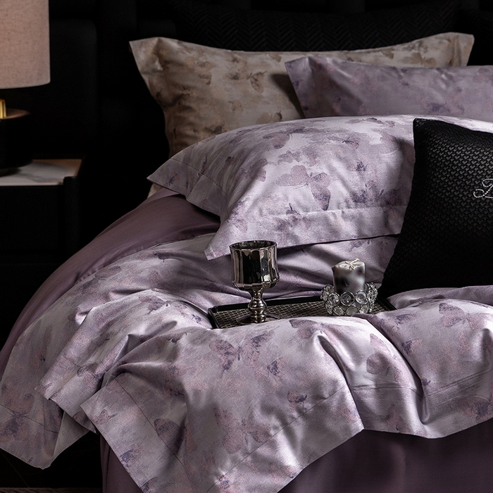 91家纺网 家纺一手货源 找家纺 立奥被业 2025新款天丝棉色织大提花四件套 仙蝶幻境-紫