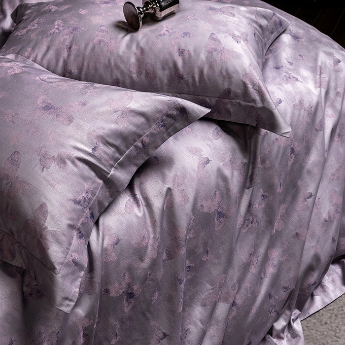 91家纺网 家纺一手货源 找家纺 立奥被业 2025新款天丝棉色织大提花四件套 仙蝶幻境-紫