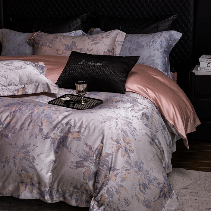 91家纺网 家纺一手货源 找家纺 立奥被业 2025新款天丝棉色织大提花四件套 烟花粉