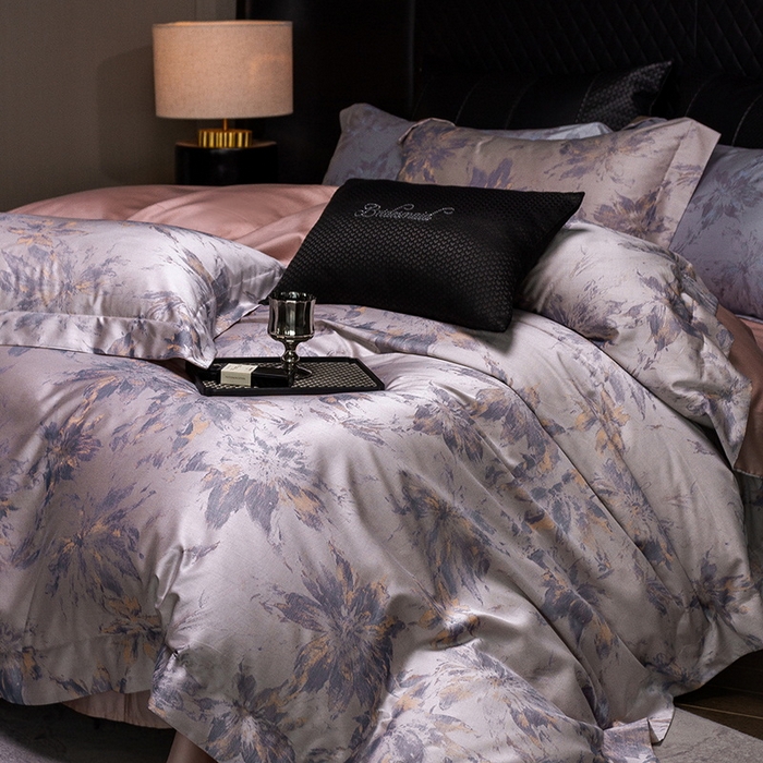 91家纺网 家纺一手货源 找家纺 立奥被业 2025新款天丝棉色织大提花四件套 烟花粉