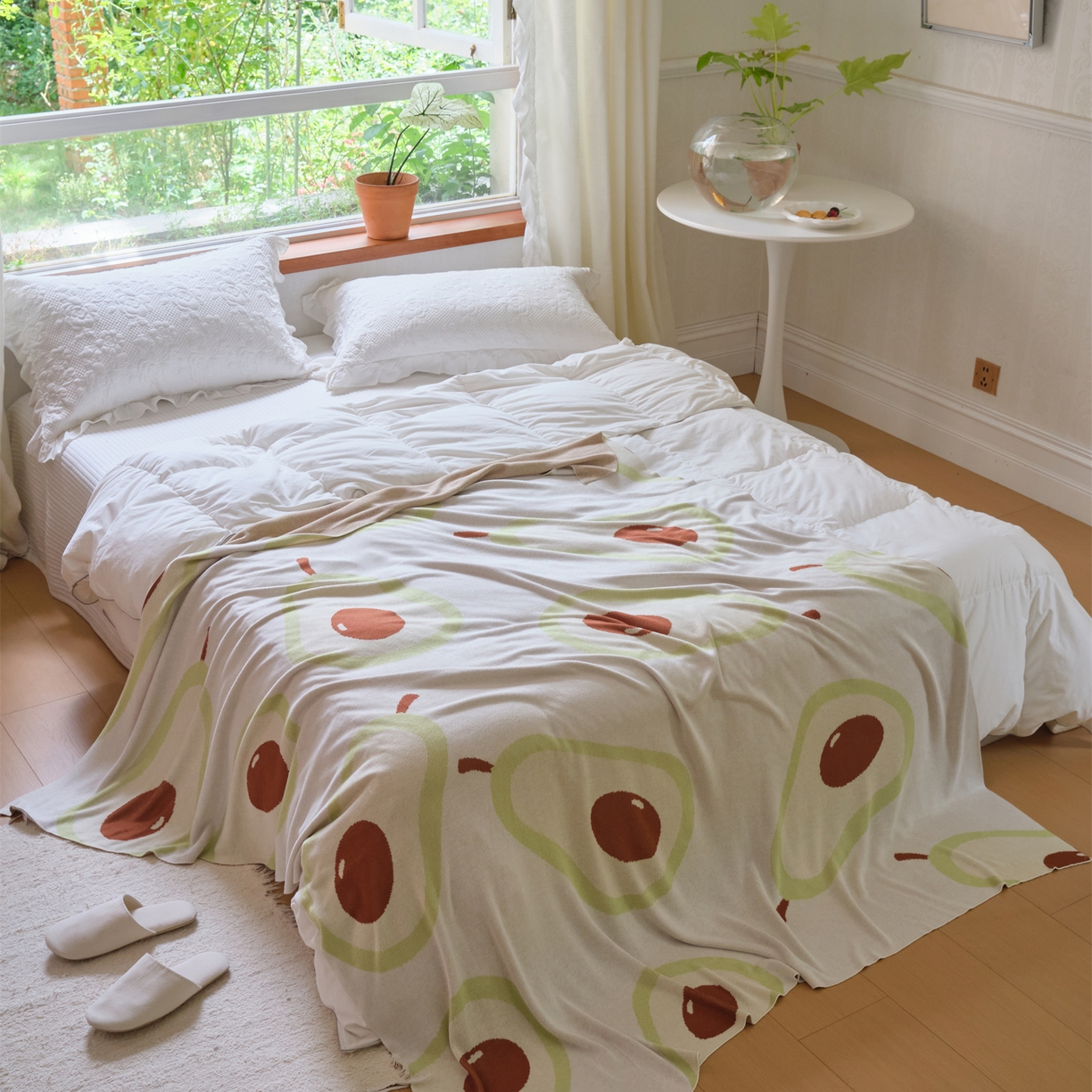 91家纺网 家纺一手货源 找家纺 （总）暖绵绵家纺 2025新款竹纤维牛油果毛毯-艾维卡